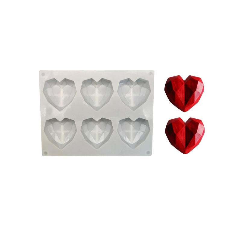 3D Geometric Heart Shapes Mold